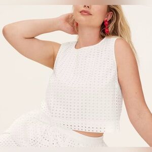 Kate Spade x Target 100% Cotton Eyelet Shell Tank Top White Sz M Coastal Preppy